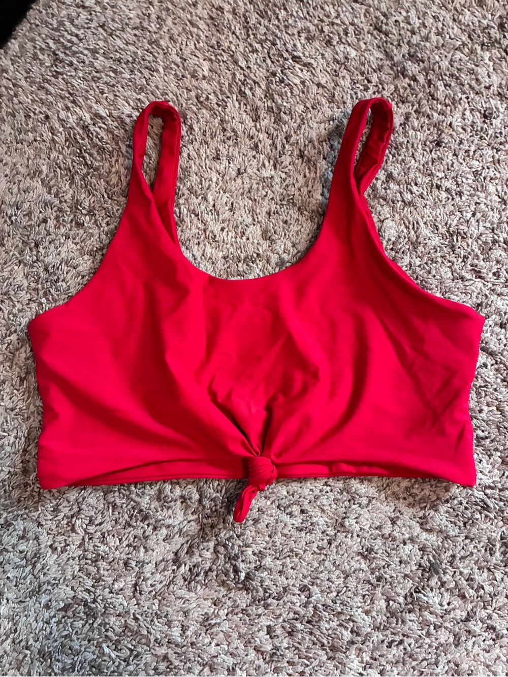 Source Unknown Bright Red Knot-Front Bikini Top